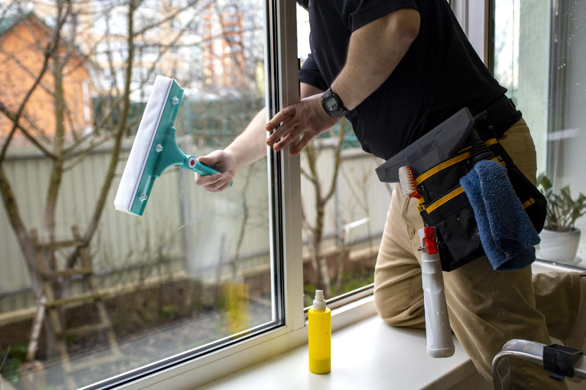 Shopfront window cleaning